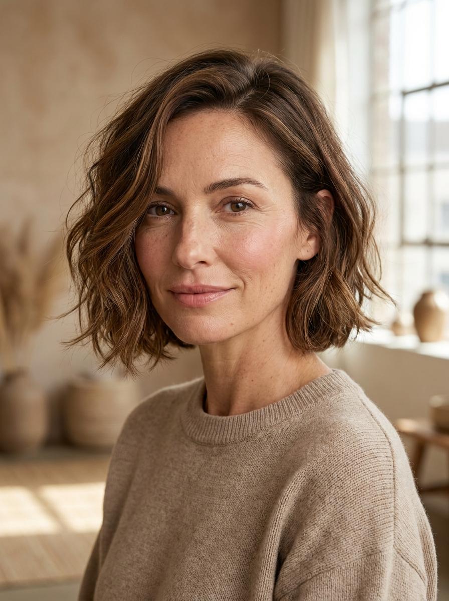 Kurzer Bob mit Seitenscheitel – moderne Frisur für kurze Haare